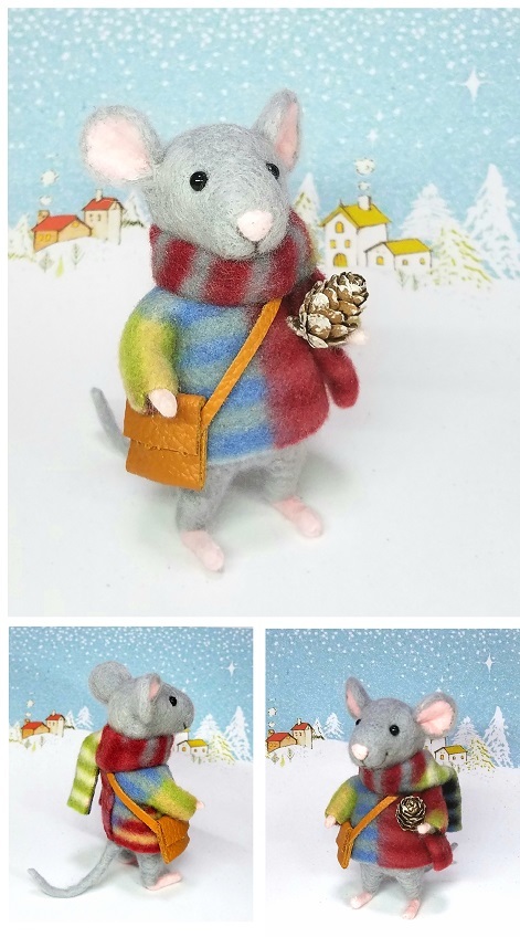 羊毛フェルト 冬支度のネズミさん | 手芸作家 吉川雅子のアトリエMoonVoice