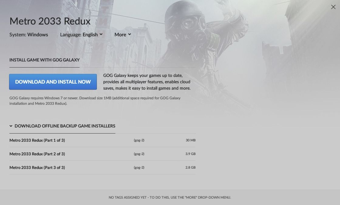 GOG 版 Metro 2033 Redux インストール、日本語化 Mod 動作確認済み