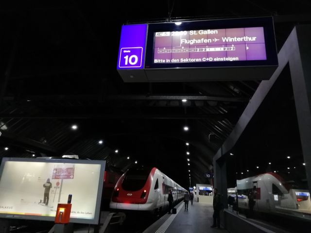 チューリッヒ中央駅の発着線変更 鉄道と航空の観察記録