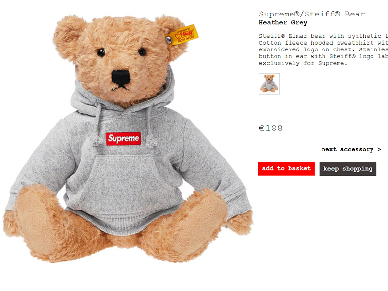 12月22日発売 SUPREME STEIFF TEDDY BEAR シュプリームのボックスロゴ 