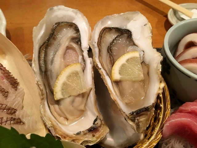 魚金　総本店　３種盛り　生ガキ